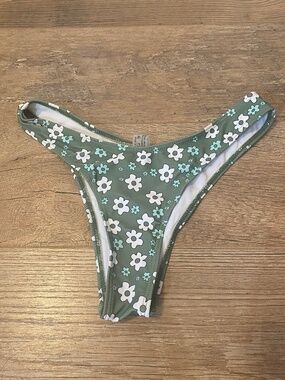 Women’s SHEIN Floral Green & White Patterned Bikini Bottoms Size xs